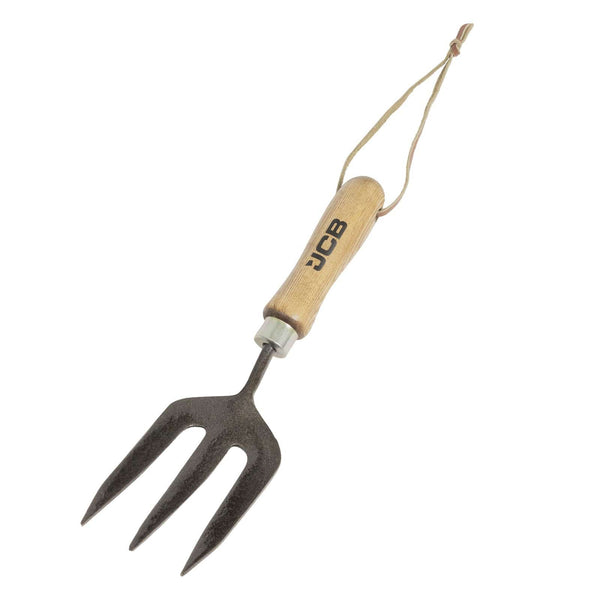 JCB Hand Tools JCB Heritage 3 Prong Hand Fork, Heavy-Duty Steel, Ash Wood Handle JCBHFF11 - Buy Direct from Spare and Square