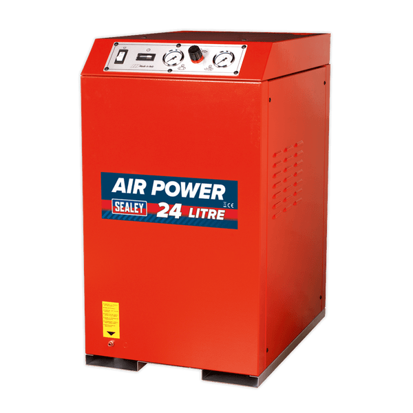 Sealey Air Compressor 24L Low Noise Cabinet V-Twin Air Compressor 2.5hp-SAC82425VLN 5051747570399 SAC82425VLN - Buy Direct from Spare and Square
