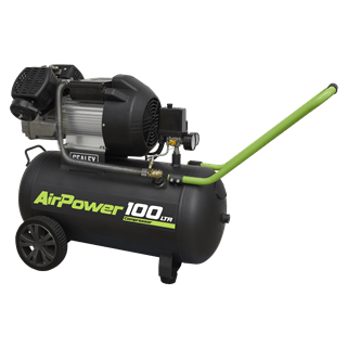 Sealey Air Compressor Sealey Direct Drive 100l 3hp V-Twin Air Compressor - 116psi (8bar) SAC10030VE - Buy Direct from Spare and Square