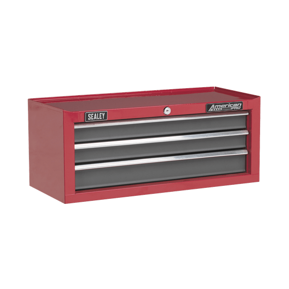 Sealey Tool Chest Sealey American Pro Mid-Box 3 Drawer With Ball-Bearing Slides In Red / Grey AP22309BB - Buy Direct from Spare and Square