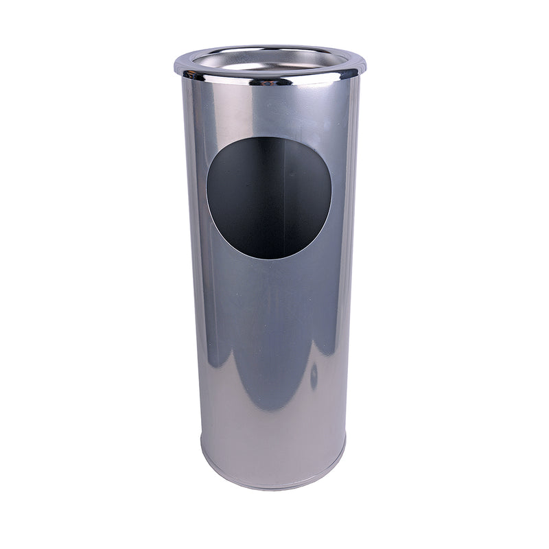 Combined Ash Stand And Litter Bin Silver