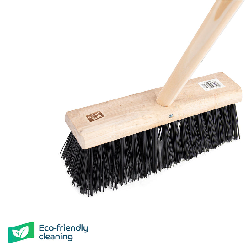 Square Wooden Yard Broom PVC Bristle 13" With 55" Handle