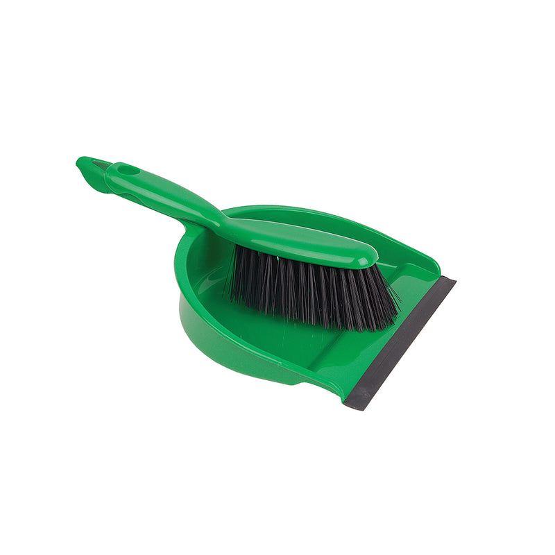 Professional Dust Pan & Brush Set Stiff - Green