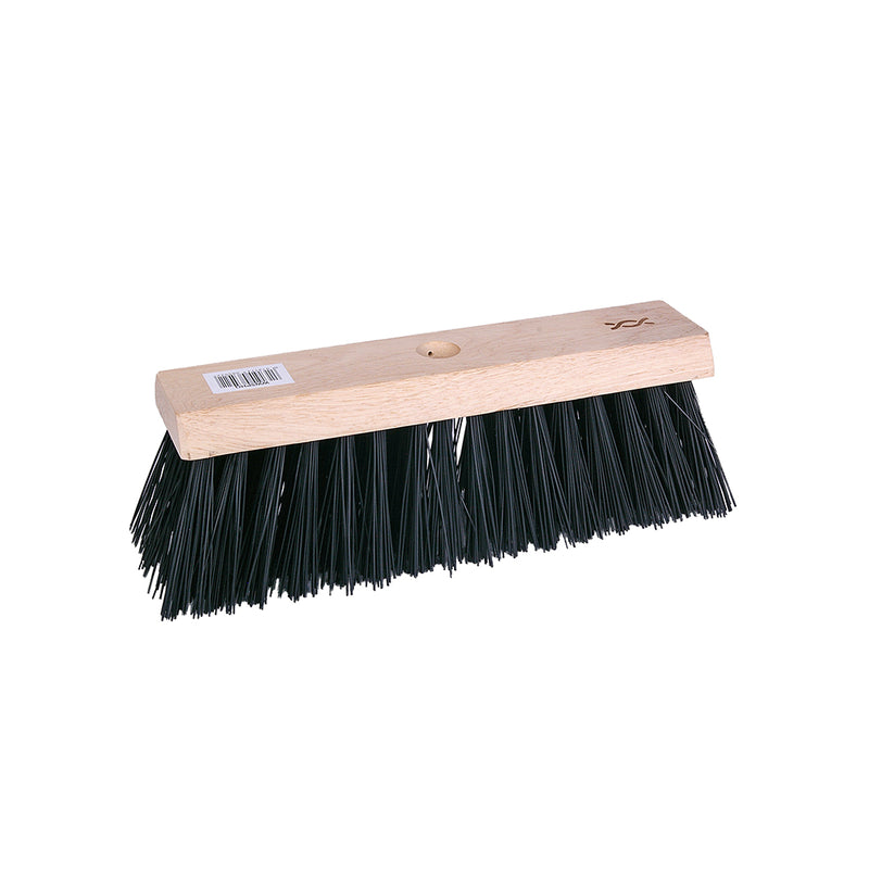 Wooden Yard Broom Square PVC Bristle With Hole 13"