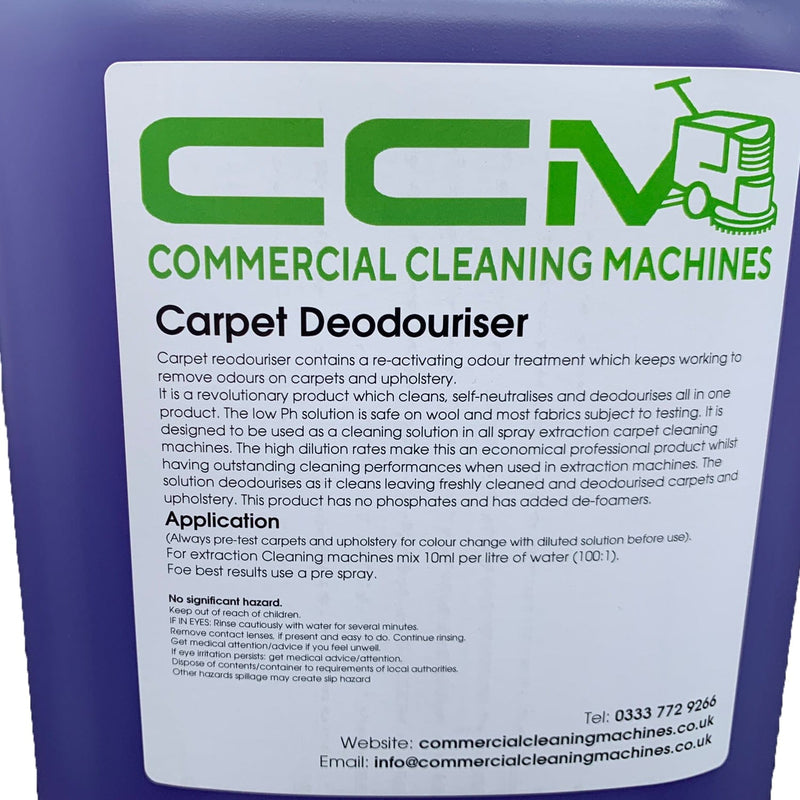 Commercial Cleaning Machines Cleaning Chemicals CCM Carpet Deodoriser - 5 Litres - Professional Odour Neutraliser and Deodoriser 722777681168 18093/5 - Buy Direct from Spare and Square