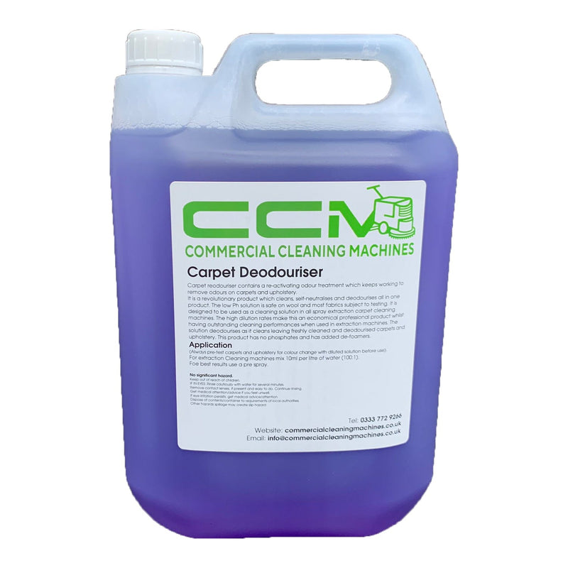 Commercial Cleaning Machines Cleaning Chemicals CCM Carpet Deodoriser - 5 Litres - Professional Odour Neutraliser and Deodoriser 722777681168 18093/5 - Buy Direct from Spare and Square