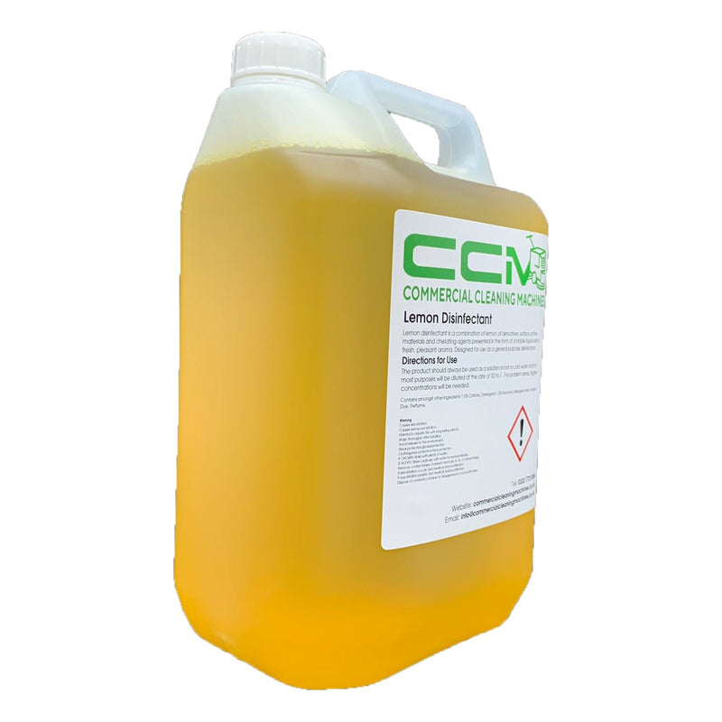 Commercial Cleaning Machines Cleaning Chemicals CCM Lemon Disinfectant - 5 Litres - General Purpose Disinfectant 722777681250 J908/5 - Buy Direct from Spare and Square