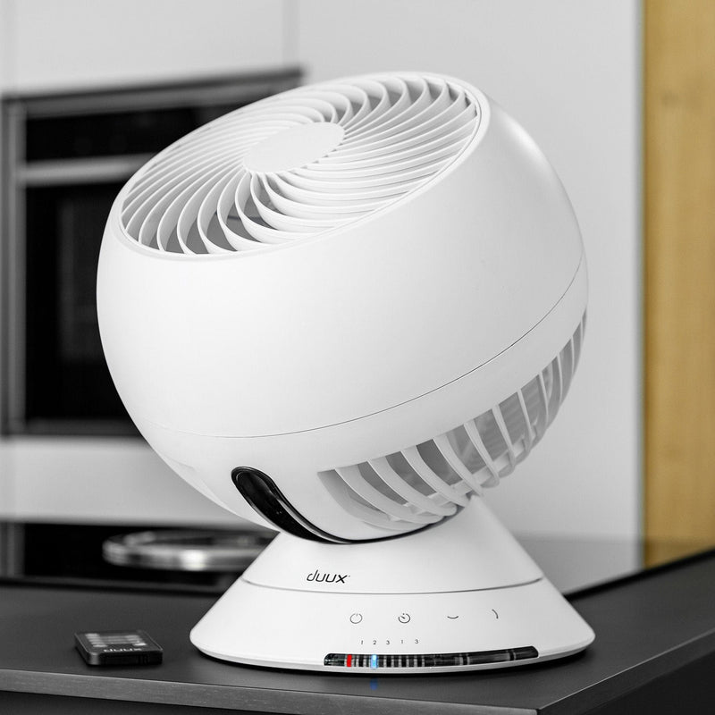 Duux Fan Duux White Globe Table Fan - Quiet, Powerful and Stylish Fan 8716164993264 DXCF08UK - Buy Direct from Spare and Square