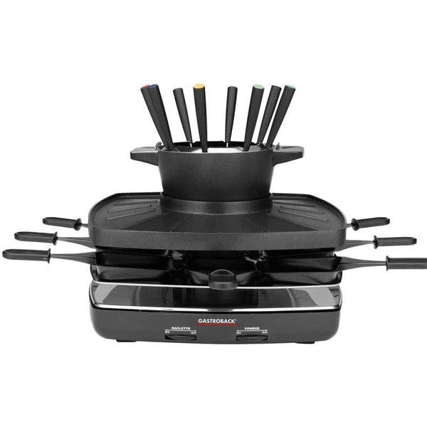 Gastroback Miscellaneous Cooking Appliances Gastroback 62567 Family & Friends Black Raclette & Fondue Set 4016432625670 62567 - Buy Direct from Spare and Square