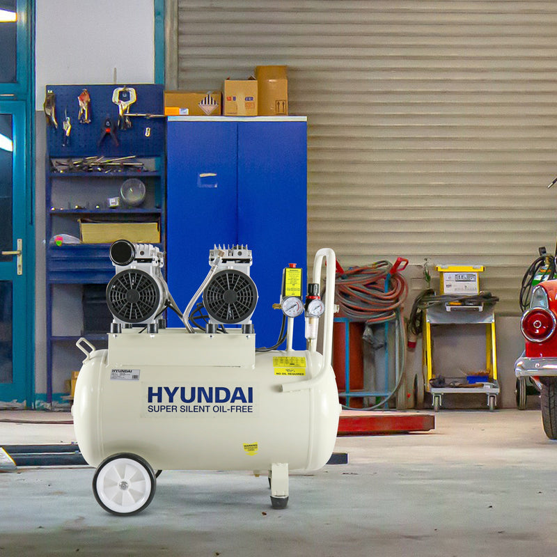 Hyundai Air Compressor Hyundai 50 Litre Low Noise, Oil Free, 100 PSI Electric Air Compressor - HY27550 5056275759230 HY27550 - Buy Direct from Spare and Square