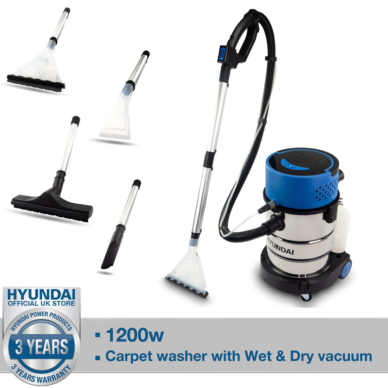 Hyundai Carpet Cleaner Hyundai 1200W 2-in-1 Upholstery Cleaner & Carpet Cleaner - HYCW1200E 5059608234732 HYCW1200E - Buy Direct from Spare and Square