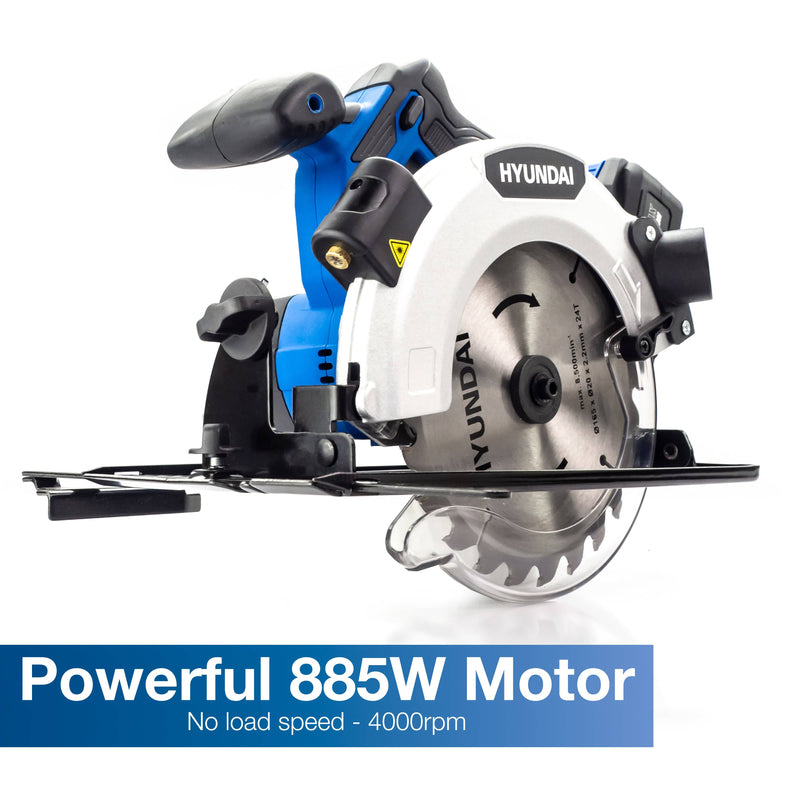 Hyundai Circular Saw Hyundai Cordless Circular Saw - 20v Max Range - 165mm Blade Diameter 5059608234909 HY2183 - Buy Direct from Spare and Square