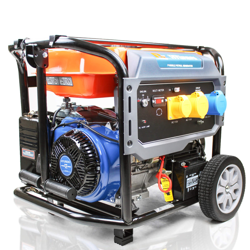 Hyundai Generator P1 7.9KW / 9.8KVA Petrol Site Generator - Recoil and Electric Start - P10000LE 600231974257 P10000LE - Buy Direct from Spare and Square