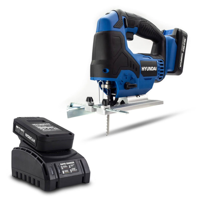 Hyundai Jigsaw Hyundai Cordless Jigsaw - 20v Max Range - Upto 40 mins Run Time 5059608234893 HY2182 - Buy Direct from Spare and Square