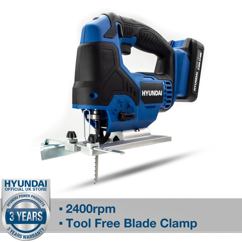 Hyundai Jigsaw Hyundai Cordless Jigsaw - 20v Max Range - Upto 40 mins Run Time 5059608234893 HY2182 - Buy Direct from Spare and Square