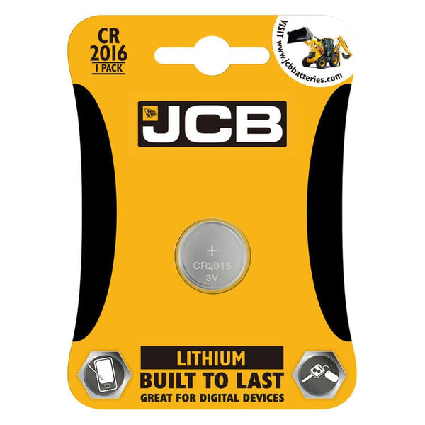 JCB Battery JCB CR2016 Lithium Button Battery - Pack of 1 CR2016 Battery JCBS5345 - Buy Direct from Spare and Square