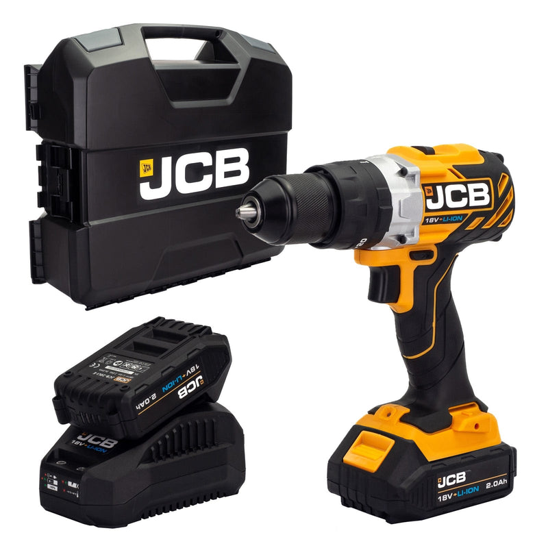 JCB Combi Drills JCB 18V Cordless Combi Drill, 65Nm, Brushless 2x 2.0Ah Batteries, 2.4A Charger in W-Boxx 136 21-18BLCD-2-WB - Buy Direct from Spare and Square