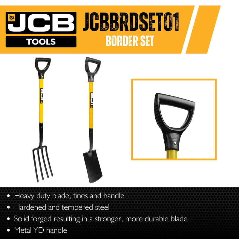 JCB Forks, Spades JCB Solid Forged Lightweight Border Fork And Border Spade Set JCBBDRSET01 - Buy Direct from Spare and Square