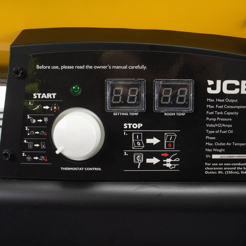 JCB Heater JCB 37kW Diesel Space Heater - 140,000BTU 800m³ Coverage JCB-SH140D - Buy Direct from Spare and Square