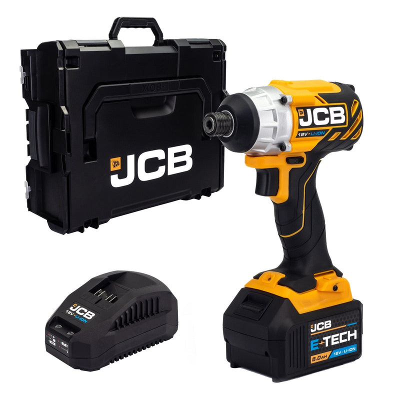 JCB Impact Drivers JCB 18V Brushless Impact Driver, 180Nm, 5.0AH Li-ion Battery, 2.4A Charger in L-Boxx 136 21-18BLID-5X - Buy Direct from Spare and Square