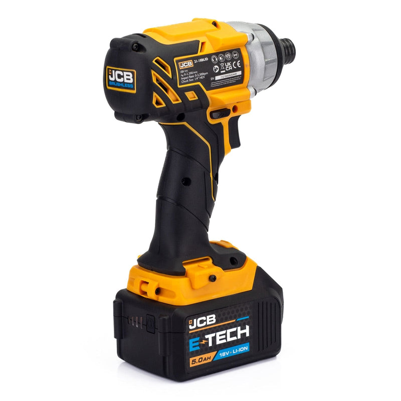 JCB Impact Drivers JCB 18V Brushless Impact Driver, 180Nm, 5.0AH Li-ion Battery, 2.4A Charger in L-Boxx 136 21-18BLID-5X - Buy Direct from Spare and Square