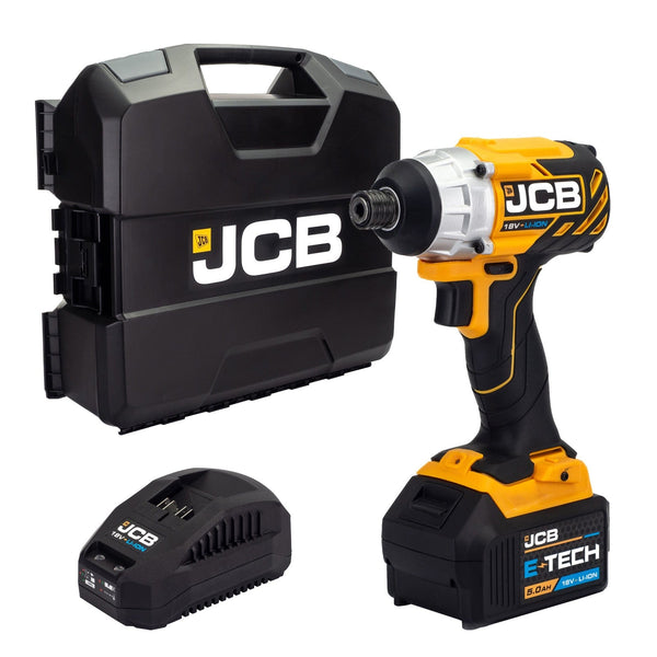 JCB Impact Drivers JCB 18V Cordless Impact Driver, Brushless, 5.0Ah Li-Ion Battery, 2.4A Charger in W-Boxx 136 21-18BLID-5X-W - Buy Direct from Spare and Square