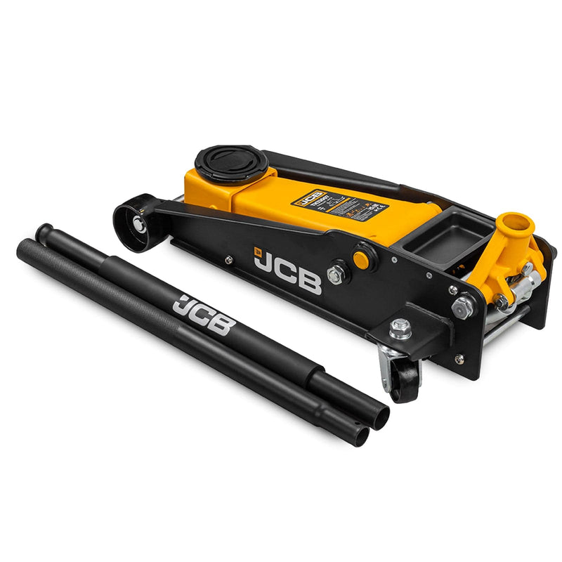 JCB Jack JCB 3 Tonne Double-Pump Hydraulic Trolley Jack JCB-TH33007 - Buy Direct from Spare and Square