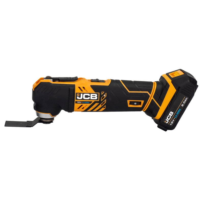 JCB Multi-Tools JCB 18V Cordless Multi Tool, 2.0Ah Li-Ion Battery and 2.4A Charger JCB-18MT-2X-B - Buy Direct from Spare and Square