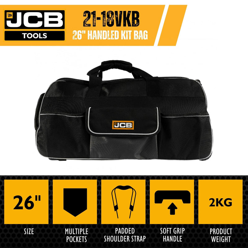 JCB Pliers JCB 26" 66cm Retractable Trolley Handled Kit Bag, Water-Resistant & Durable, 90L Capacity 21-18VKB - Buy Direct from Spare and Square