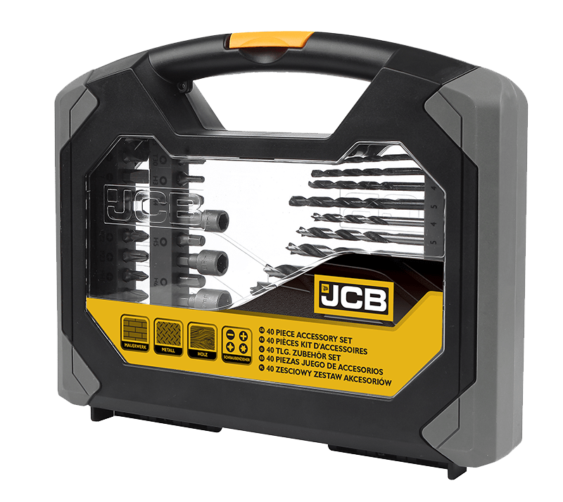 JCB Power Tool Accessories JCB 40pc Combination Drill Bits and Accessory Set JCB-PTA-40 - Buy Direct from Spare and Square