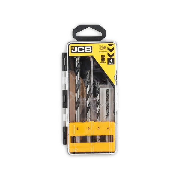 JCB Power Tool Accessories JCB 4pc Multi Purpose Drill Bit, Steel Carbide Tip for Masonry, Metal and Wood 5055803310615 - Buy Direct from Spare and Square