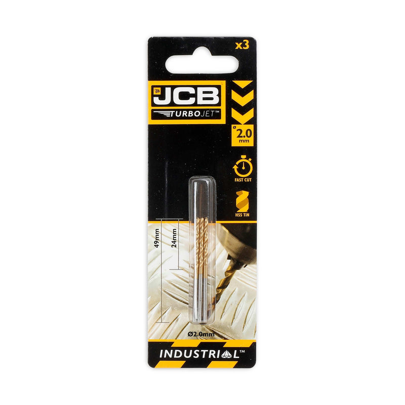 JCB Power Tool Accessories JCB Turbojet 7 Point HSS Drill 2x49mm (3 Pack) 5055803318666 - Buy Direct from Spare and Square