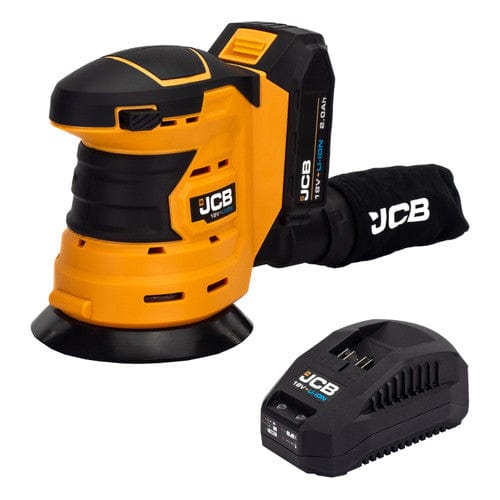 JCB Sanders JCB 18v Cordless Random Orbital Sander - 125mm With 2Ah Battery 21-18OS-2X - Buy Direct from Spare and Square