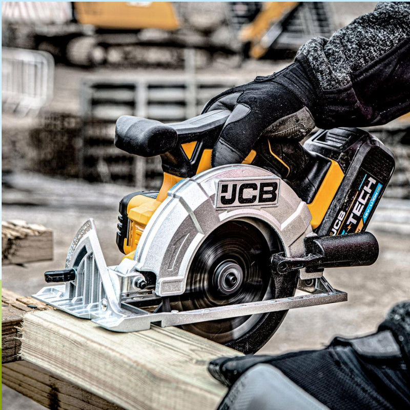 JCB Saws JCB 18V Cordless Circular Saw, 165mm / 6.5'', 5Ah Li-Ion Battery and 2.4A Charger 21-18CS-5X - Buy Direct from Spare and Square