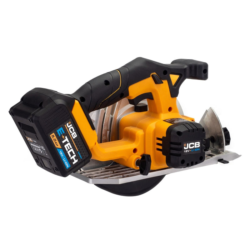 JCB Saws JCB 18V Cordless Circular Saw, 165mm / 6.5'', 5Ah Li-Ion Battery and 2.4A Charger 21-18CS-5X - Buy Direct from Spare and Square