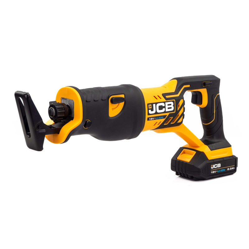 JCB Saws JCB 18V Cordless Reciprocating Saw, 2.0Ah Li-Ion Battery and 2.4A Charger 21-18RS-2X - Buy Direct from Spare and Square