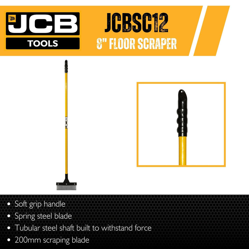 JCB Scraper JCB Professional 200mm Spring Steel Floor Scraper, Heavy-Duty Steel, 200mm x 75mm Blade JCBSC12 - Buy Direct from Spare and Square