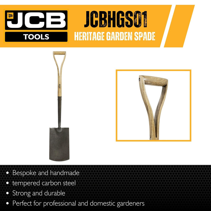 JCB Spades JCB Heritage Garden Spade, Heavy-Duty Steel Blade, Ash Wood Split YD Handle JCBHGS01 - Buy Direct from Spare and Square