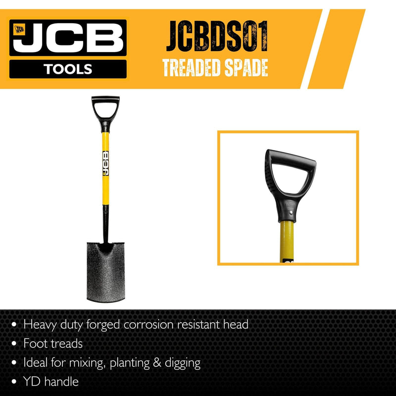 JCB Spades JCB Professional Solid Forged Treaded Garden Spade JCBDS01 - Buy Direct from Spare and Square