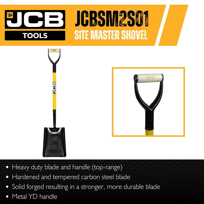 JCB Spades JCB Professional Square Mouth Site Master Shovel, Heavy-Duty Steel Blade, 250 x 300mm Blade JCBSM2S01 - Buy Direct from Spare and Square