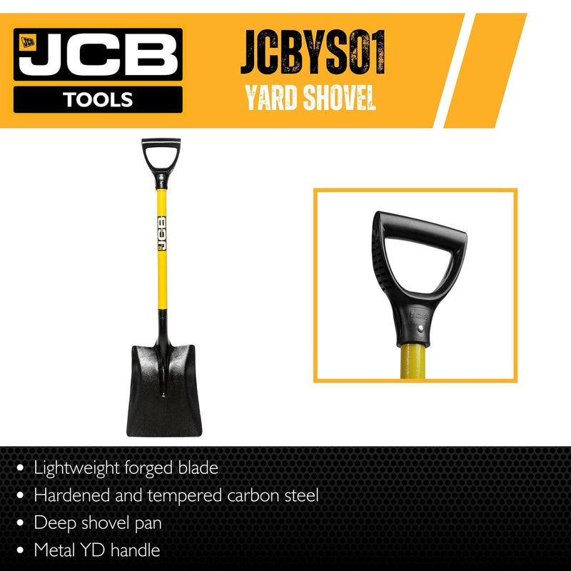 JCB Spades JCB Professional Square Open Socket Yard Shovel, 250 x 320mm Carbon Steel Forged Blade JCBYS01 - Buy Direct from Spare and Square