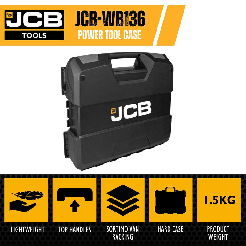 JCB Storage JCB W-BOXX 136 Power Tool Case Storage, 44.5 x 40.5 x 13.6cm JCB-WB136 - Buy Direct from Spare and Square