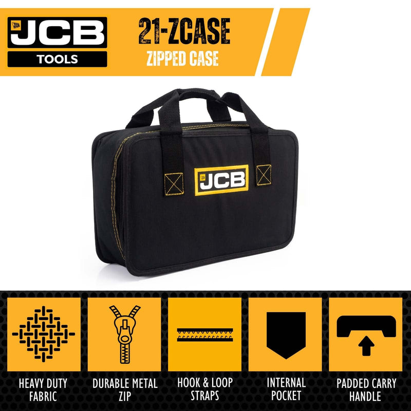 JCB Storage JCB Zipped Power Tool Bag Storage Case, 35 x 11 x 21.5cm 21-ZCASE - Buy Direct from Spare and Square