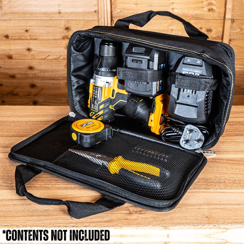 JCB Storage JCB Zipped Power Tool Bag Storage Case, 35 x 11 x 21.5cm 21-ZCASE - Buy Direct from Spare and Square