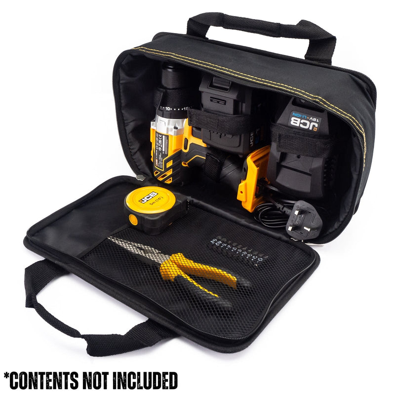 JCB Storage JCB Zipped Power Tool Bag Storage Case, 35 x 11 x 21.5cm 21-ZCASE - Buy Direct from Spare and Square