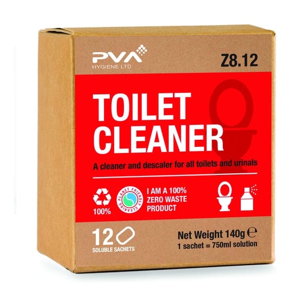 PVA Hygiene Cleaning Chemicals PVA Toilet Cleaner - 750ml Bottle Sachets - Pack of 12 5060502480545 Z8:20 - Buy Direct from Spare and Square