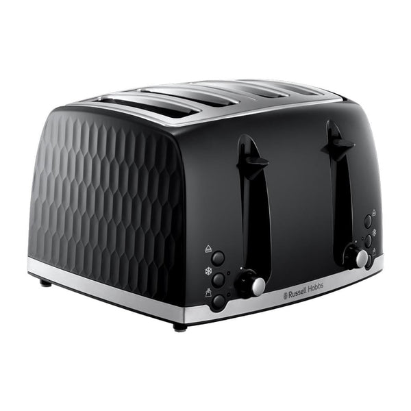 Russell Hobbs Toasters Russell Hobbs 26071 Honeycomb 4-Slice Toaster - Black 5038061105155 26071 - Buy Direct from Spare and Square