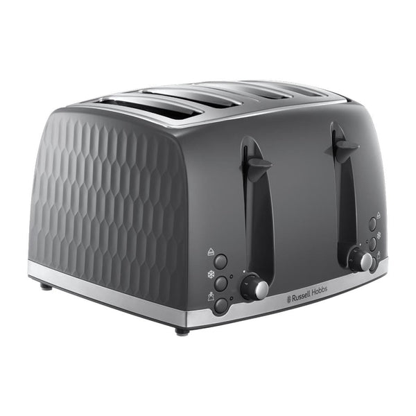 Russell Hobbs Toasters Russell Hobbs 26073 Honeycomb 4 Slice Toaster - Grey 5038061105193 26073 - Buy Direct from Spare and Square