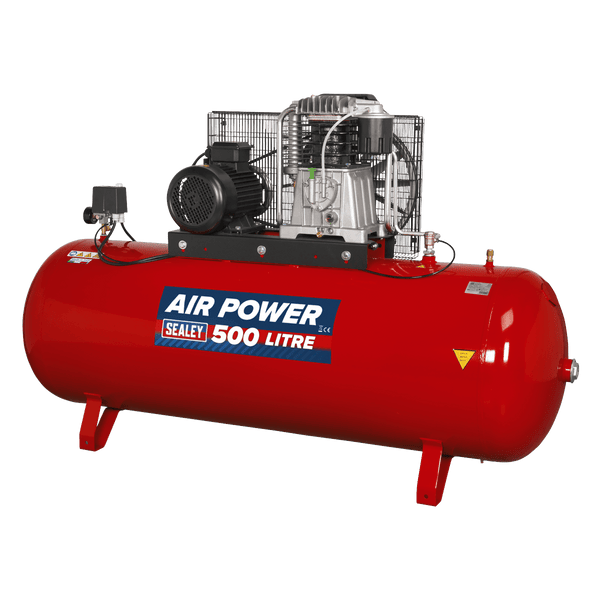 Sealey Air Compressor 500L Belt Drive Air Compressor 7.5hp 3ph 2-Stage with Cast Cylinders-SAC55075B 5051747982123 SAC55075B - Buy Direct from Spare and Square