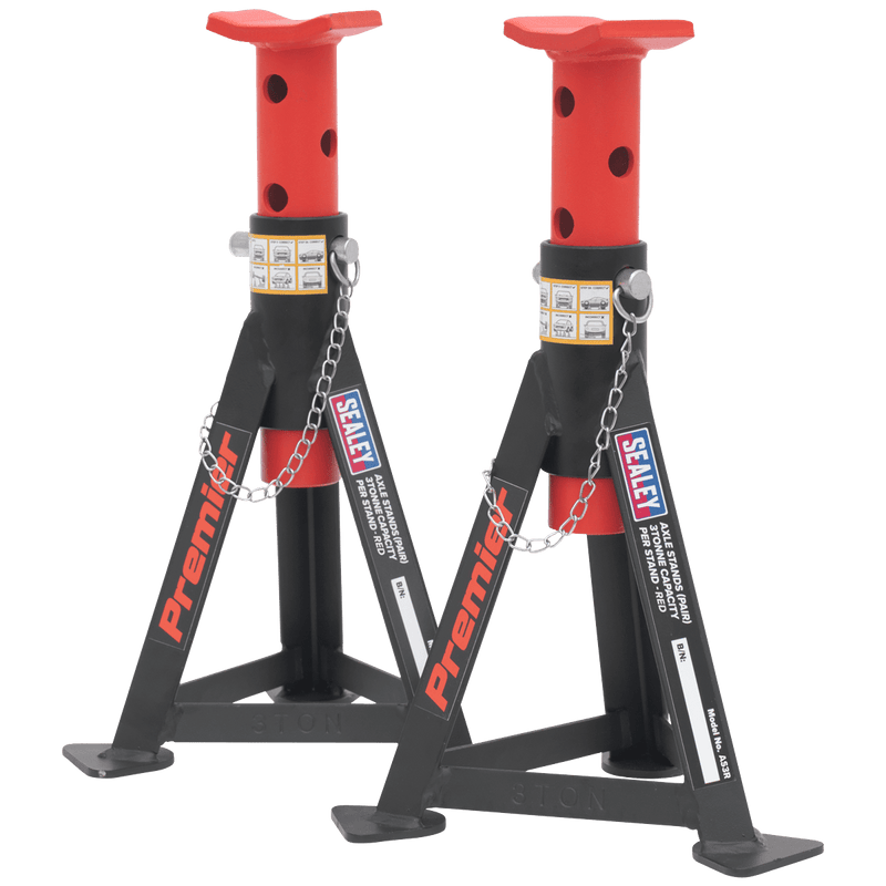 Sealey Axle Stands Axle Stands (Pair) 3 Tonne Capacity per Stand - Red-AS3R 5054511526240 AS3R - Buy Direct from Spare and Square
